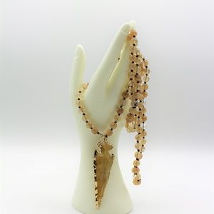 Gold agate extra long knotted necklace